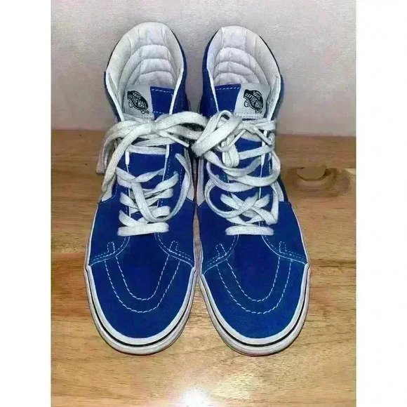 VANS Skate SK8-HI Blue and White High Top Suede Canvas Shoes Size M 9.5/ W 11 - Picture 3 of 11